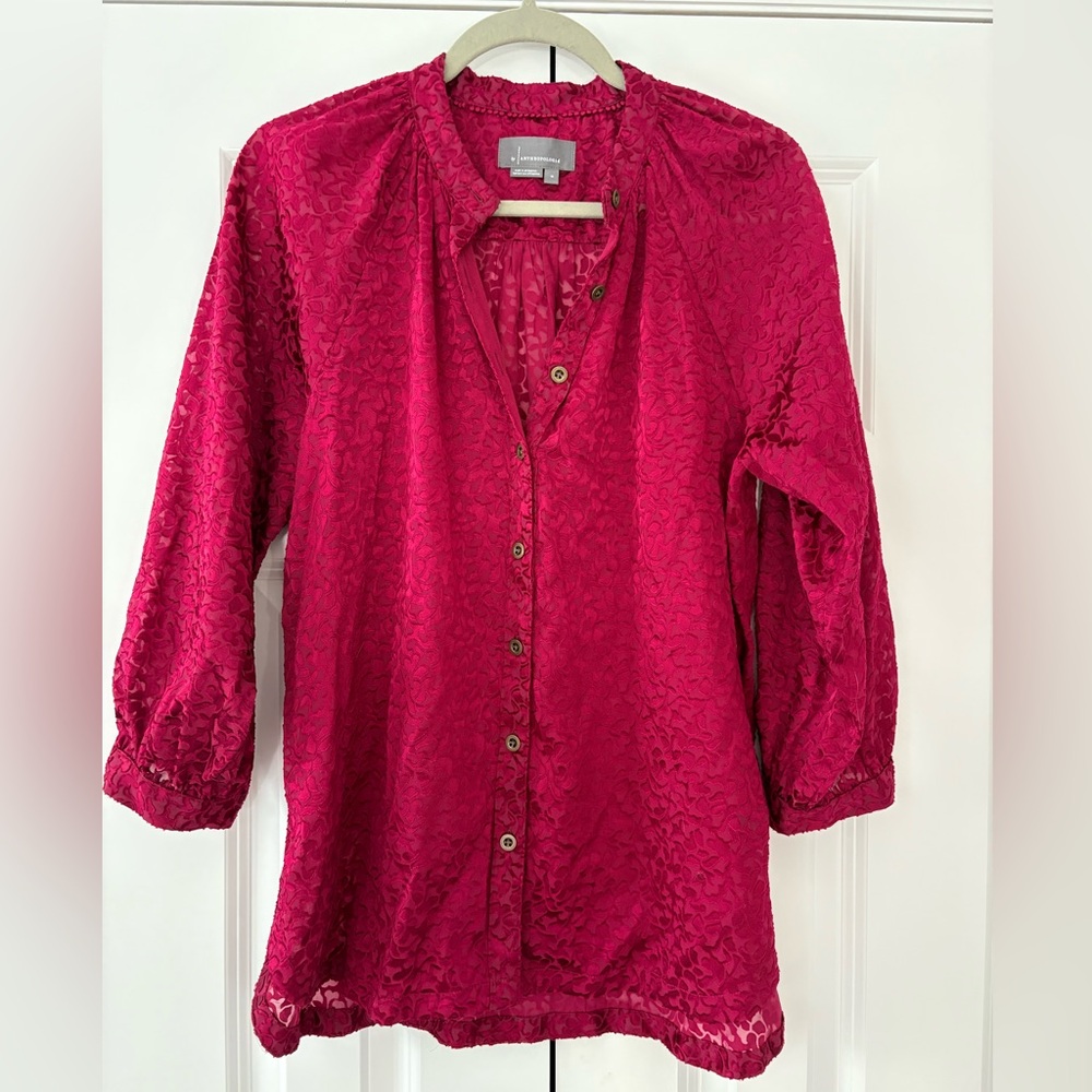 Anthropologie Red Wine Blouse